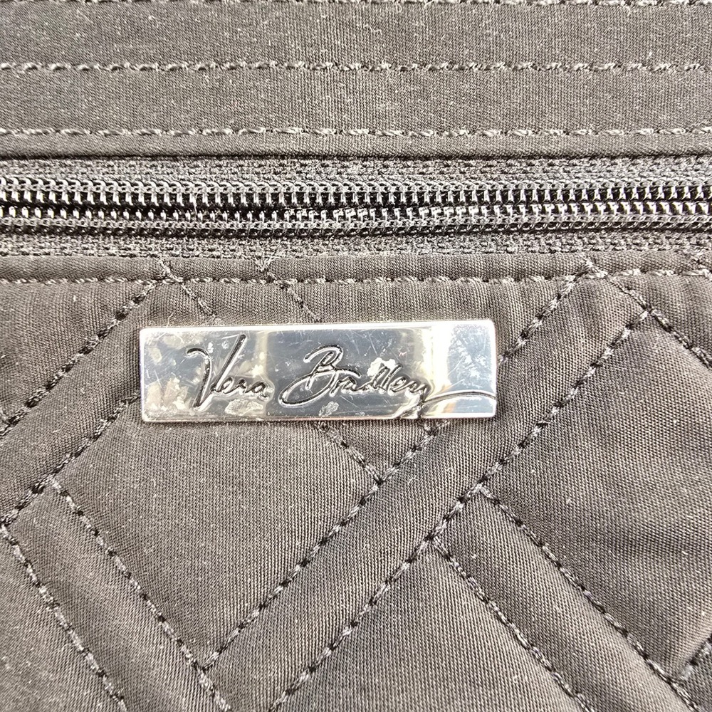 Vera‎ Bradley Black Quilted Microfiber Crossbody Bag Adjustable Strap Zip Pocket - Picture 3 of 7
